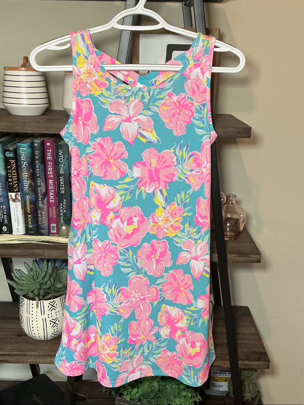 Simply Southern Turquoise Pink Floral Tank Dress Size YTH M